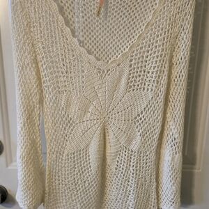 Elegant Cream Crochet Sweater